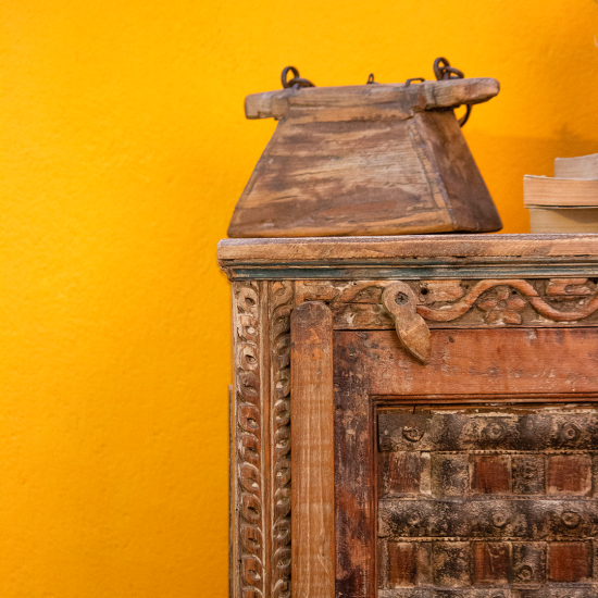 Reclaimed timber bedside side table natural finish – reclaimed wood cabinet front view