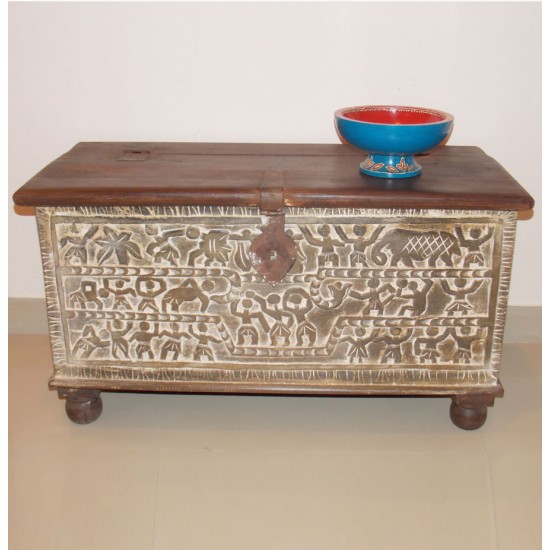 Tribal Carved Pitara Box Tribal Carved Pitara Box