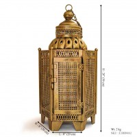 Iron Perforated Golden Hanging Lantern Height 20 inches