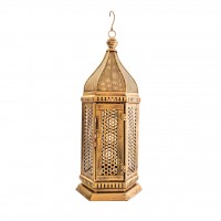 Iron Perforated Minar Lantern with Golden Paint height 24 inches 