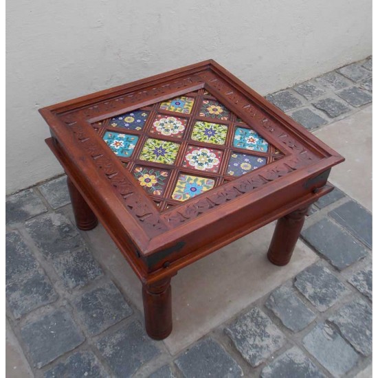Wooden Table with Ceramic Tiles square 24 x 24 (Inches) Wooden Table with Ceramic Tiles square 24 x 24 (Inches)