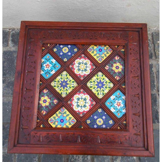 Wooden Table with Ceramic Tiles square 24 x 24 (Inches) Wooden Table with Ceramic Tiles square 24 x 24 (Inches)