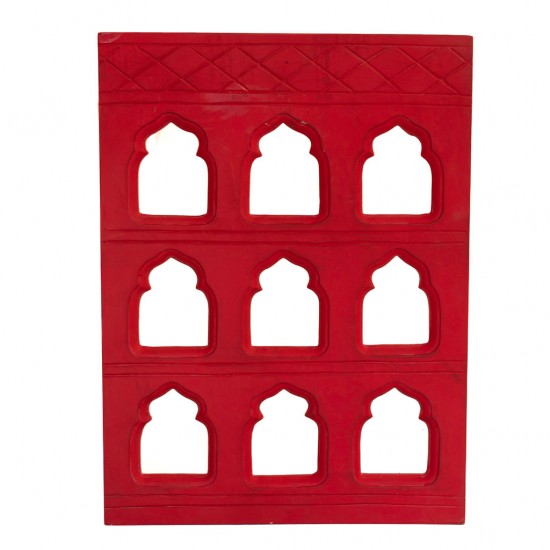 Handcrafted 9 Window Red Frame   