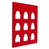 Handcrafted 9 Window Red Frame   