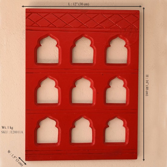 Handcrafted 9 Window Red Frame   