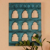 Elegant blue handcrafted wall decor featuring nine arch openings, bringing a calm yet artistic feel to interiors.