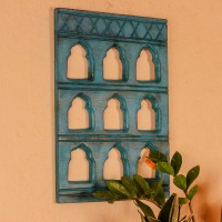 Elegant blue handcrafted wall decor featuring nine arch openings, bringing a calm yet artistic feel to interiors.