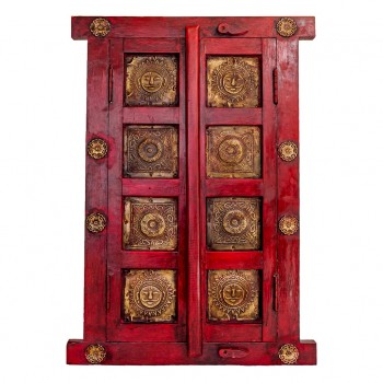 Wooden Decorative Window , Red