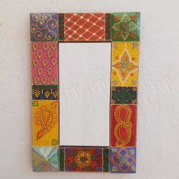 Multicolored Block Painted Mirror Frame