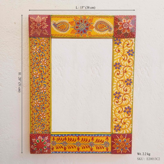 Yellow-Red Painted Mirror Frame  