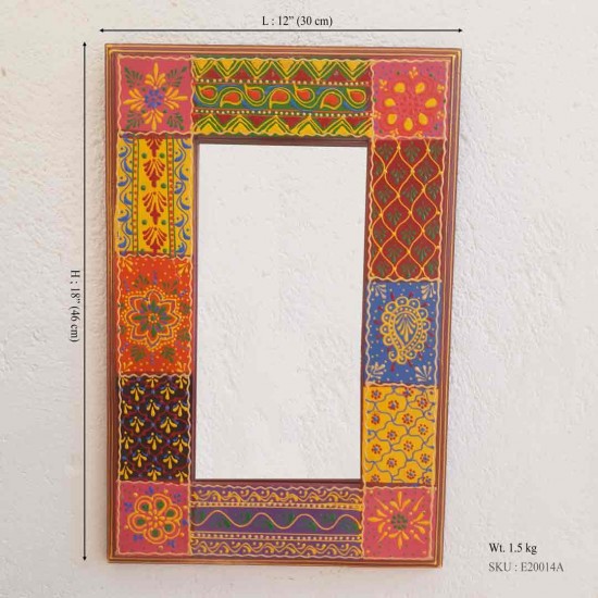 Multicolored Traditional Painted Wooden Mirror Frame  