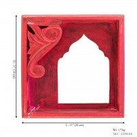 Traditional Carved Wooden Box Mirror Frame - Red  