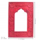 Floral Wooden Stylish Mirror Jharokha Frame - Red  