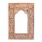 Floral Wooden Stylish Mirror Jharokha Frame - Light Brown
