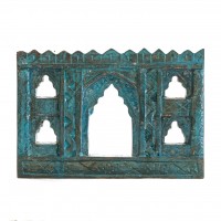 Handcrafted 5 Window Antiqued Blue Frame    