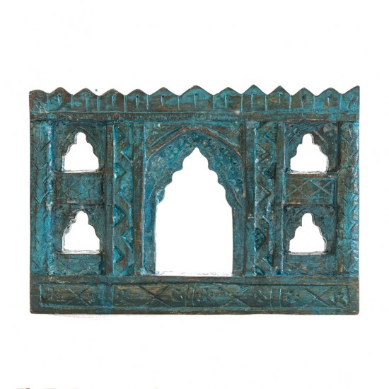 Handcrafted 5 Window Antiqued Blue Frame    