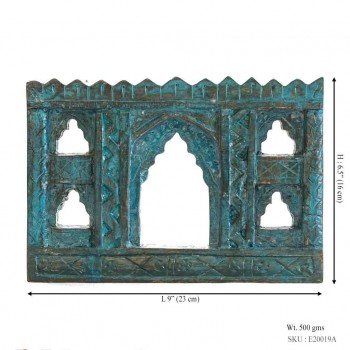 Handcrafted 5 Window Antiqued Blue Frame    