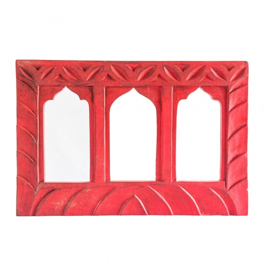 Traditionally 3 Arched Window Frame - Red