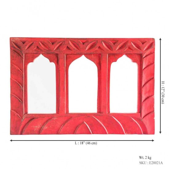 Traditionally 3 Arched Window Frame - Red