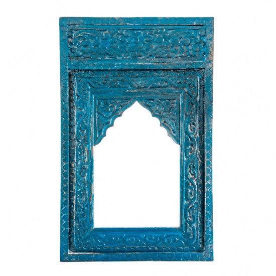 Carved Wooden Jharokha Frame - Blue Carved Wooden Jharokha Frame - Blue