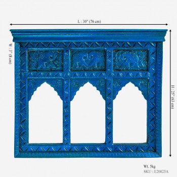 Rajasthani Tibari Village Window Frame - Blue