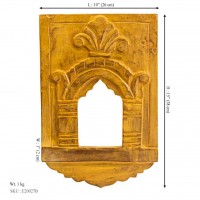 Decorative Wooden Jharokha Mirror Frame - Yellow