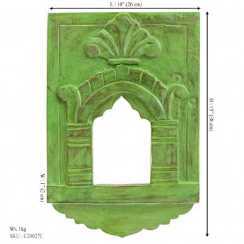 Decorative Wooden Jharokha Mirror Frame - Green