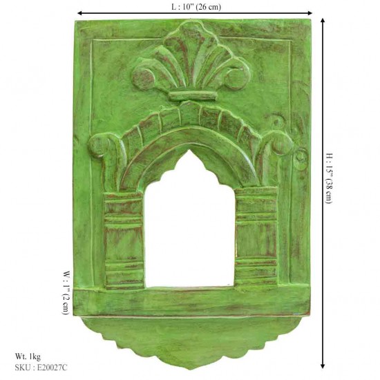 Decorative Wooden Jharokha Mirror Frame - Green