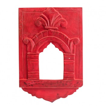 Decorative Wooden Jharokha Mirror Frame - Red