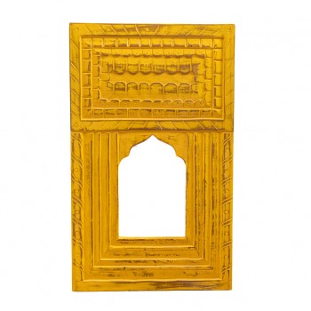 Decorative Jharokha Mirror Frame - Yellow 