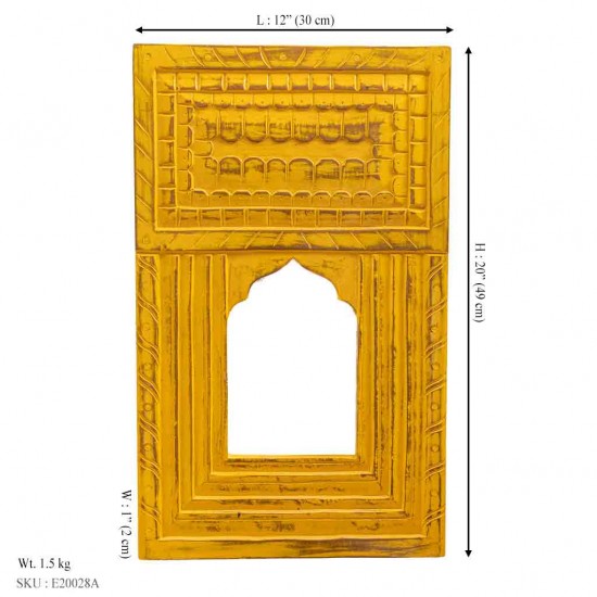 Decorative Jharokha Mirror Frame - Yellow 