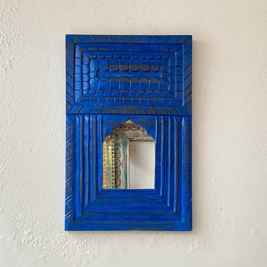 Decorative Jharokha Mirror Frame - Blue (with Mirror)