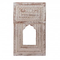 Decorative Jharokha Mirror Frame - White