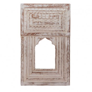 Decorative Jharokha Mirror Frame - White