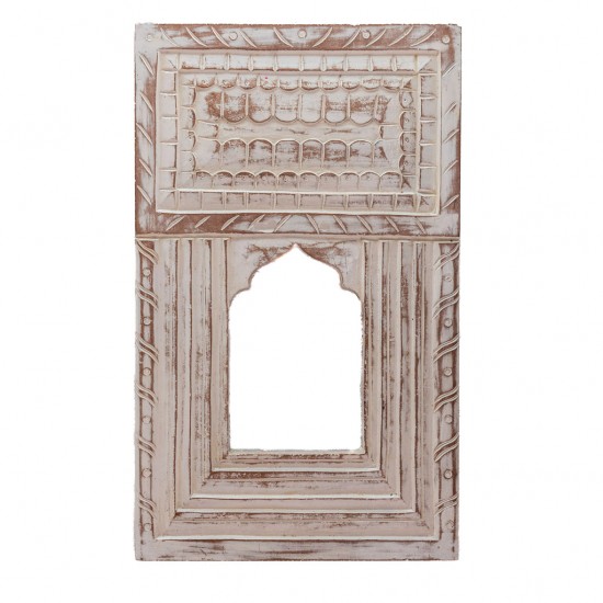 Decorative Jharokha Mirror Frame - White