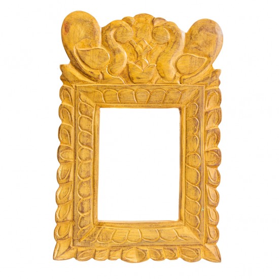 Carved Wooden Mirror Frame - Yellow