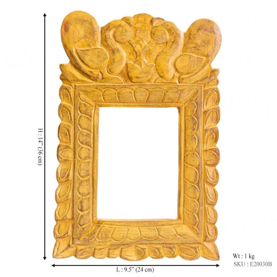 Carved Wooden Mirror Frame - Yellow