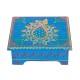 Hand Painted Blue Cone Art Wooden Chowki 8 x 8 inches
