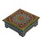 Hand Painted Black Cone Art Wooden Chowki 8 x 8 inches