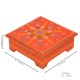 Hand Painted Orange Cone Art Wooden Chowki 8 x 8 inches Hand Painted Orange Cone Art Wooden Chowki 8 x 8 inches