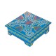 Hand Painted Cone Art Wooden Chowki - Blue 8 x 8 inches