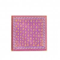 Hand Painted Cone Art Wooden Chowki - Purple 8 x 8 inches