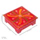 Hand Painted Cone Art Wooden Chowki - Red 8 x 8 inches Hand Painted Cone Art Wooden Chowki - Red 8 x 8 inches