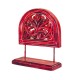 Wooden Show Piece Stand With Floral Wooden Carving - Red 