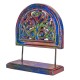 Wooden Show Piece Stand With Floral Wooden Carving - Blue