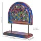 Wooden Show Piece Stand With Floral Wooden Carving - Blue