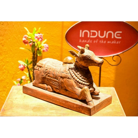 Nandi Bel Wooden Carved Sculpture For Home Decor