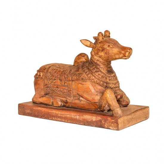 Nandi Bel Wooden Carved Sculpture For Home Decor