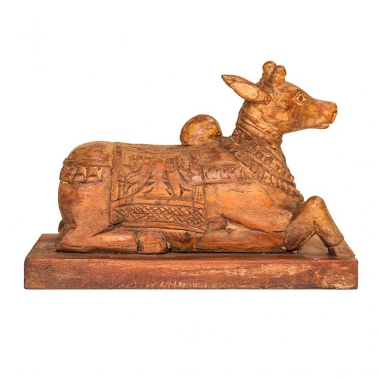 Nandi Bel Wooden Carved Sculpture For Home Decor