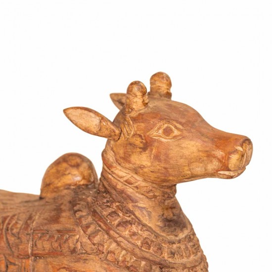 Nandi Bel Wooden Carved Sculpture For Home Decor